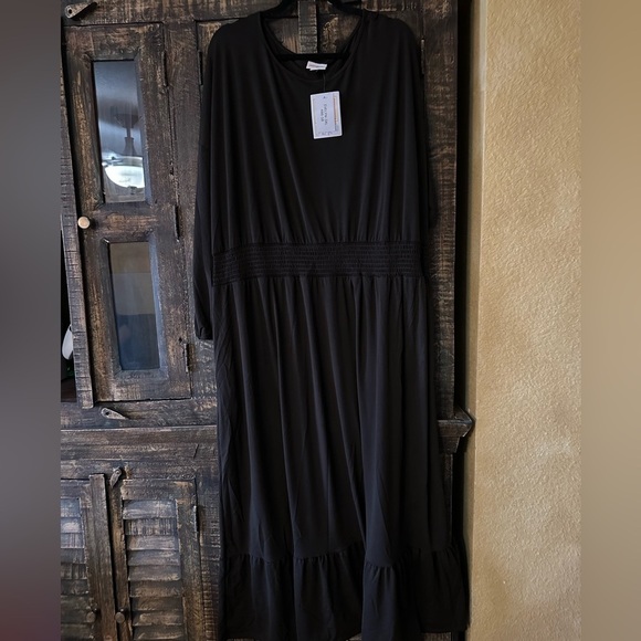 LuLaRoe Dresses & Skirts - NWT Lularoe Evelyn Smocked Waist Maxi Dress 3XL Long Sleeve w/pockets Dark Brown